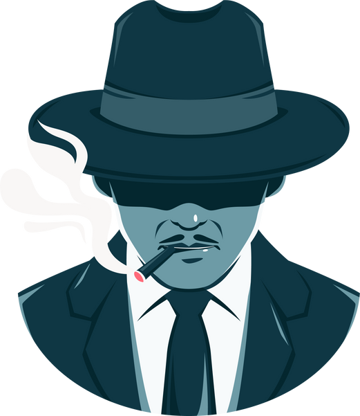 mysterious mafia man smoking a cigarette